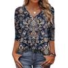 Dames T-skjorte Trykk 3/4 Erme Hverdag Weekend Mote Basic V-hals Vanlig Topp
