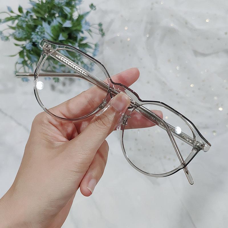 Anti-blue Light Rice Nail Round TR90 Insert Glasses Frame, Fashionable Plain Mirror, Simple Retro Glasses for Women