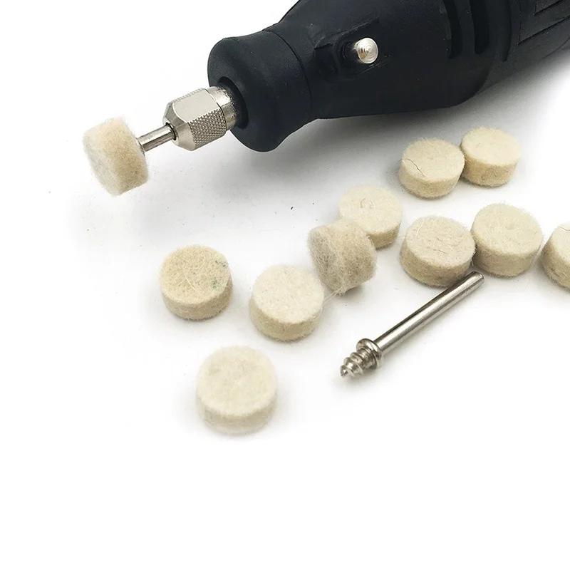 10pcs 13mm Wool Felt Polishing Buffing Round Wheel  with 2 Shanks For Dremel