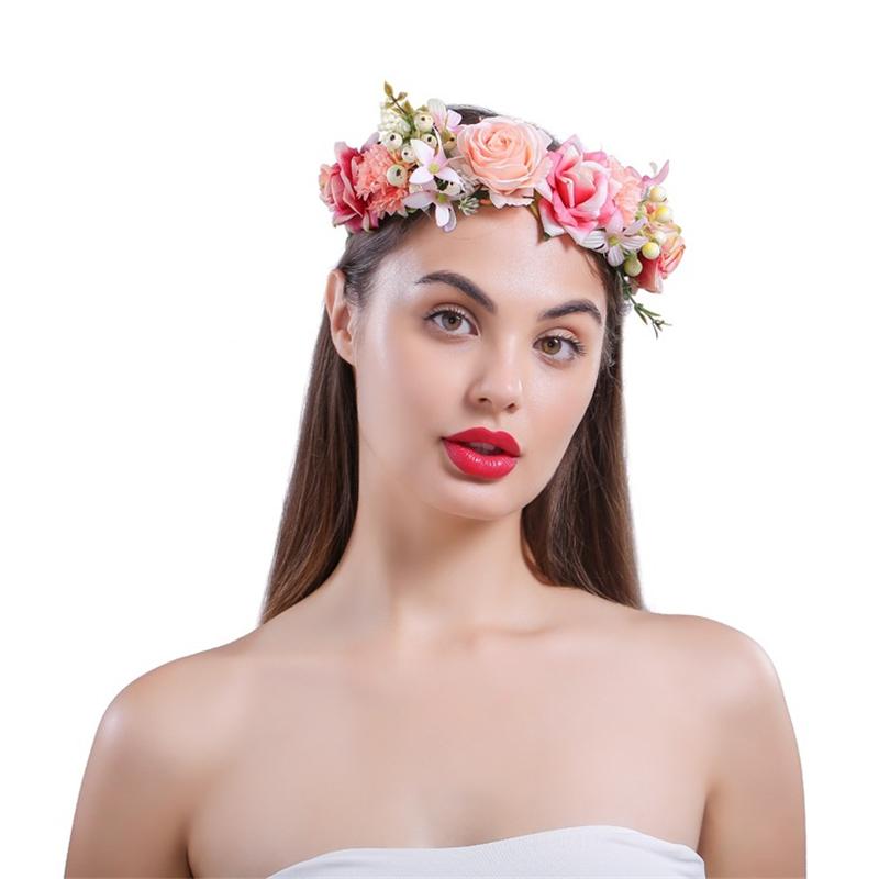 Boho Flower Headband Garland Festival Wedding Bride Crown Hair Band Braided Hair Vine Headpiece Hair Accessories Hair Ornament