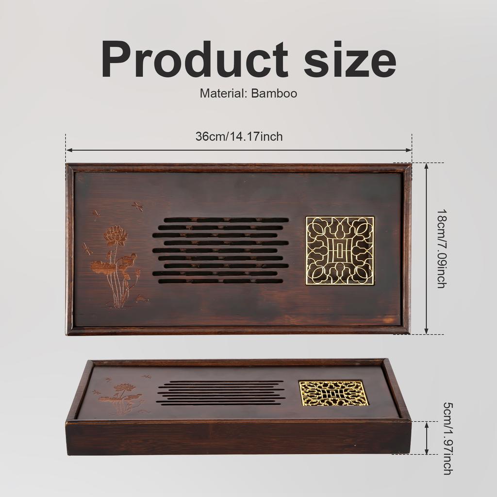 Bamboo Tea Tray Small Household Tea Serving Tray Portable Kung Fu Tea Set Water Storage Drainage Simple Rectangular Tea Board