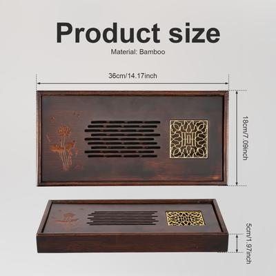 Bamboo Tea Tray Small Household Tea Serving Tray Portable Kung Fu Tea Set Water Storage Drainage Simple Rectangular Tea Board