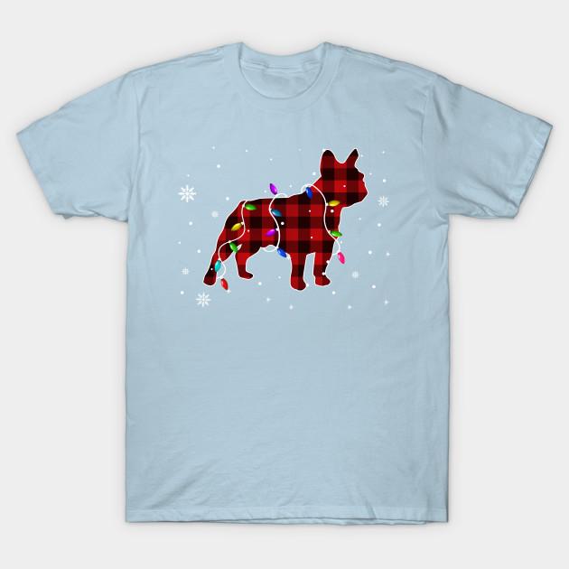 Summer Fashion Clothing Tshirt Funny French Bulldog Christmas Lights Red Plaid Gi Print Men Solid Color Slim Fit Short Sleeve Tops