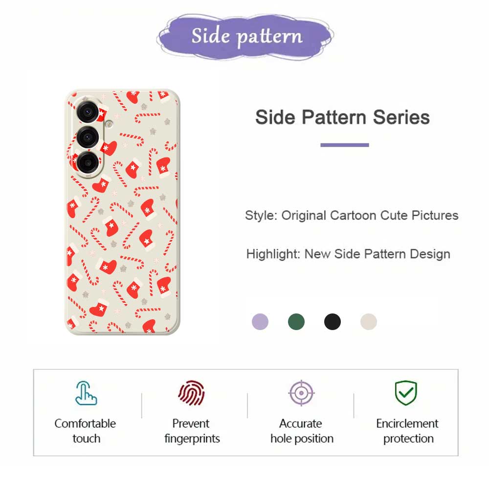 For Samsung Galaxy A17 5G Case Red Canes and Stockings Pattern Printing Straight Edge TPU Phone Back Cover
