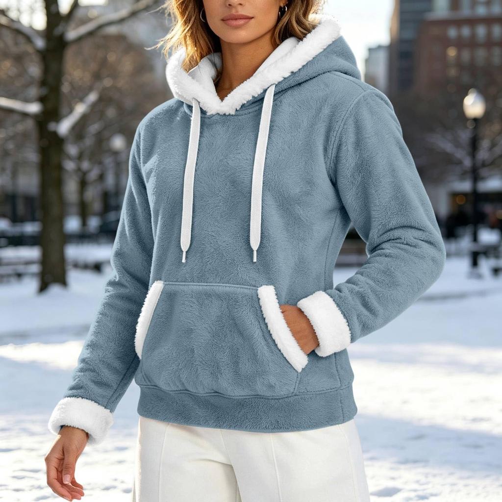 Flannel Jacket Women Cozy  Hooded Sweatshirts Unisex Plus Size Long Sleeve Coat Winter Soft Warm Pullover
