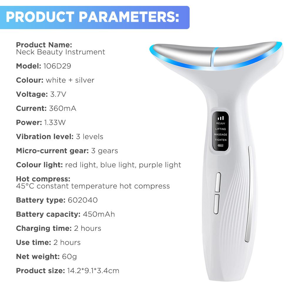 Neck Beauty Device Lift Facial Skin Massager Hot Compress Vibration Massage Skin Cleaning Fade Neck Lines Neck Face Skin Care