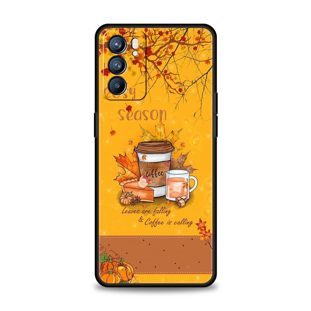 

Pumpkin Autumn Leaves Coffee Phone Case For Oppo Reno 13 12 11 10 7 F Find X5 X6 A98 A80 A79 A78 A57 A54 A31 A17 Pro 5G Soft TPU Reno7 5G