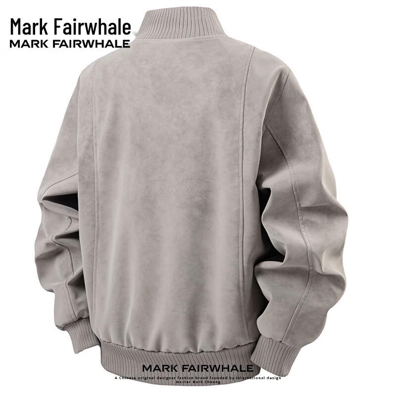 Mark Fairwhale Herren Retro PU Leder Patchwork Stehkragen Jacke