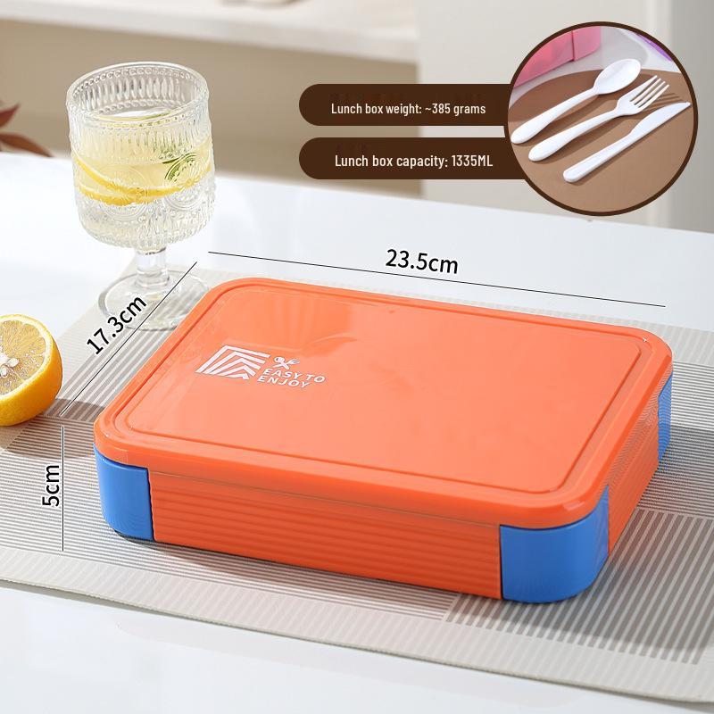 Nordic-Style Stainless Steel Lunch Box with Compartments, Fork, and Spoon - Microwave Safe