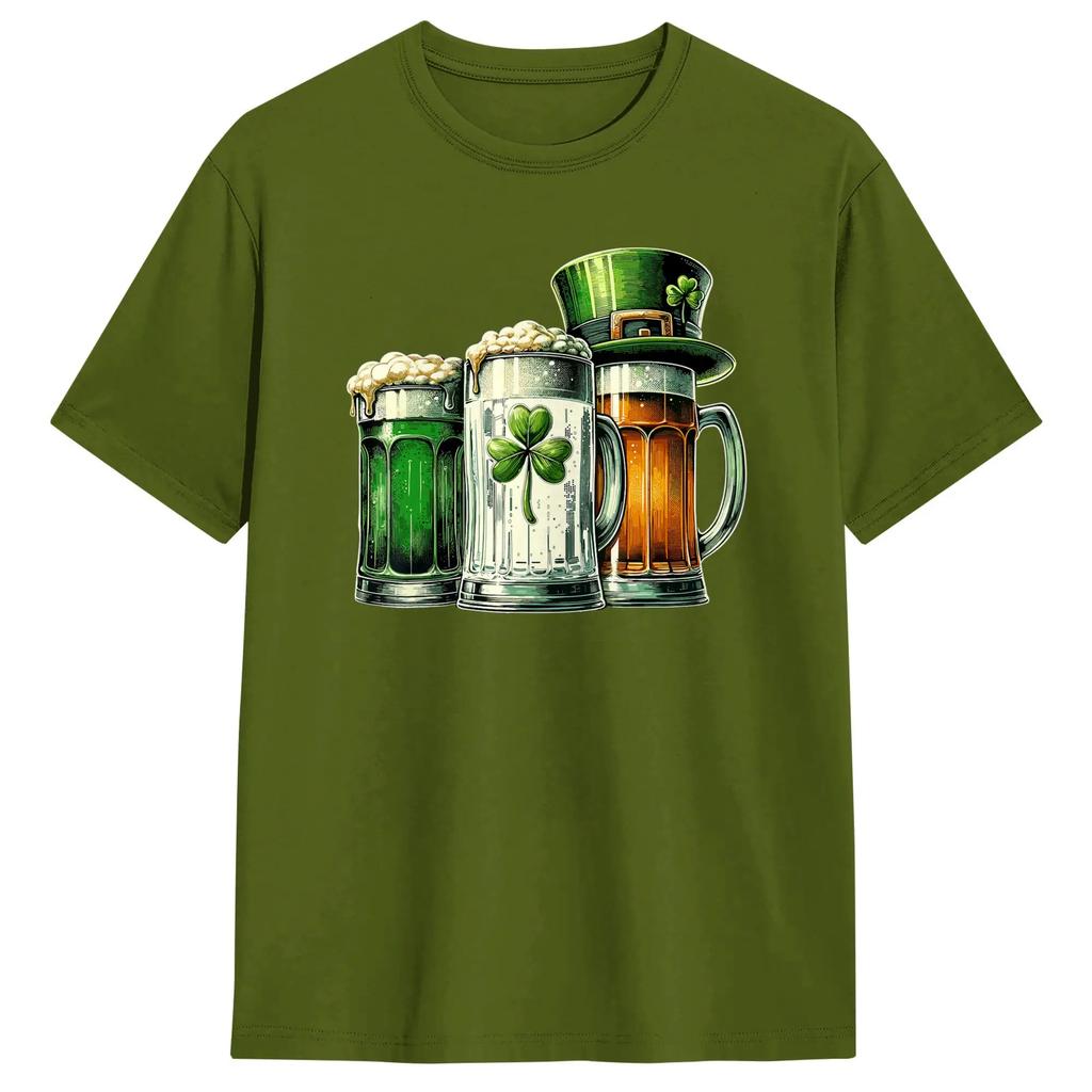 Irish Beer Ireland Flag St Patricks Day T Shirt For Unisex Cotton Tshirts Crew Neck Tee Shirt Short Sleeve Clothes Summer