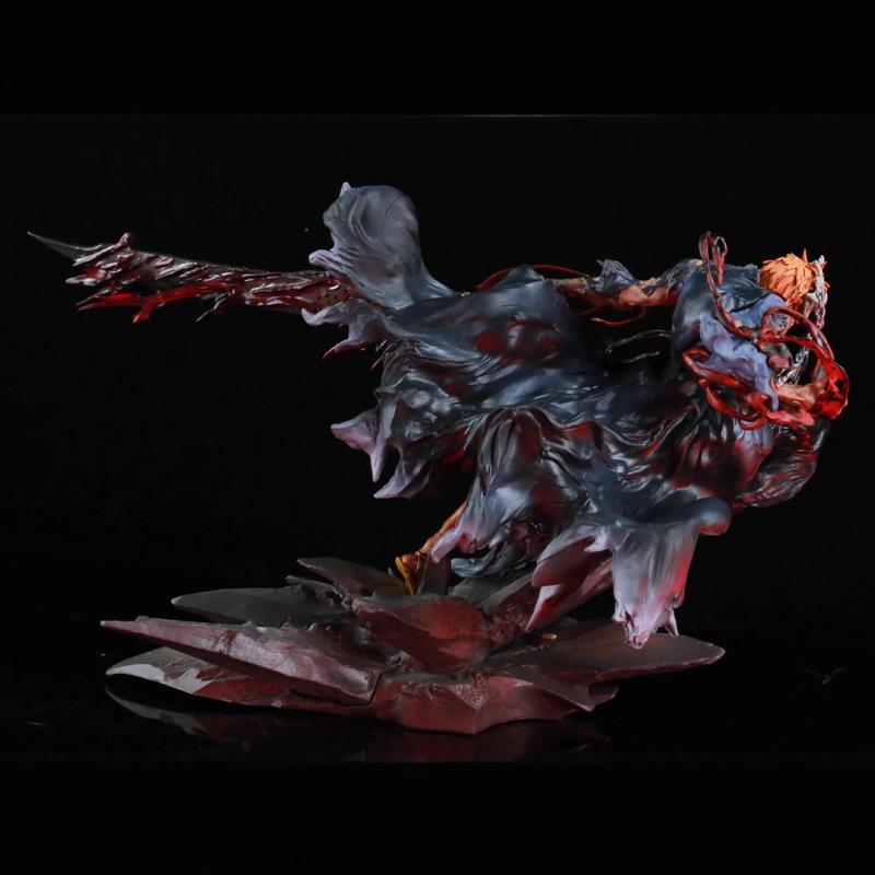 New Ichigo Kurosaki 1/6 Scale Orange Hair Hollow Mask Cartoon Character Collection Statue Desktop Decoration Gift.