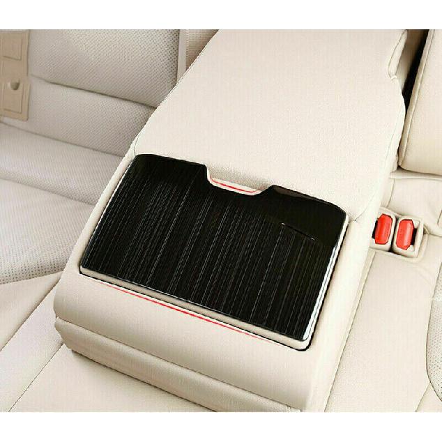 Black Steel Rear Armrest Water Cup Holder Cover Trim For Toyota Camry 2018-