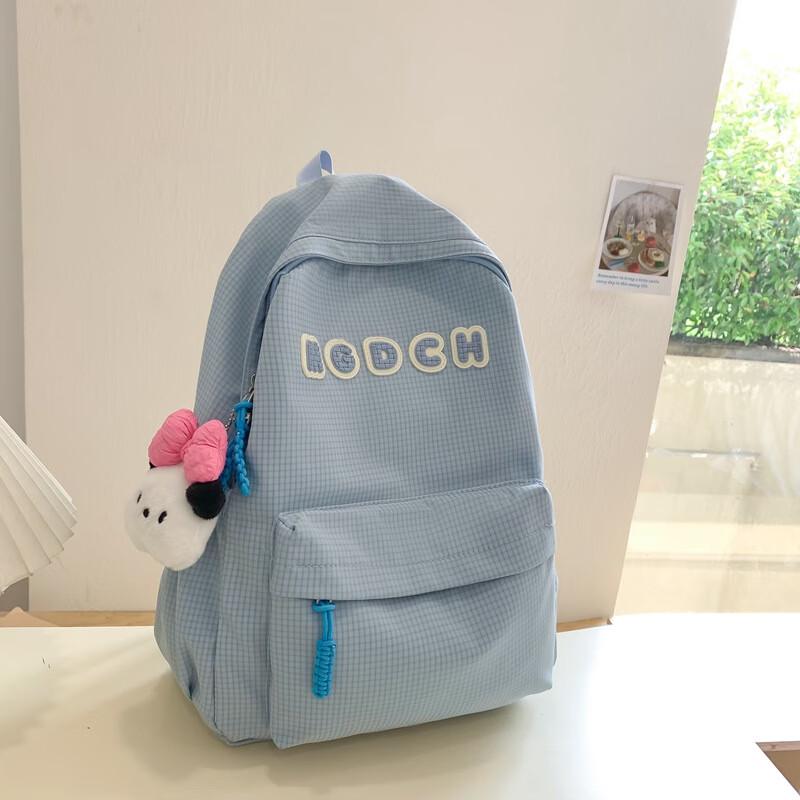 Girls  Korean Plaid Student Backpack