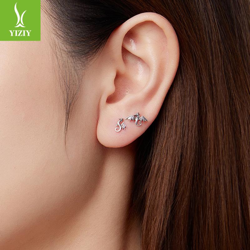 S925 Sterling Silver Mini Feilong Stud Earrings For Men And Women'S Personalized Fashion Animal Small Stud Earrings