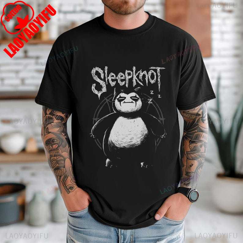 Lustiges Snorlax X Sleepknot Grafikdruck Baumwoll-T-Shirt Anime Manga Geschenke Herren Damen Unisex Shirt Baumwoll-T-Shirt Sommer Oberteile 4XL