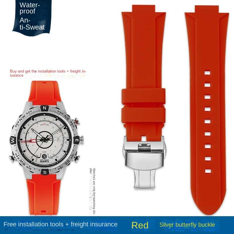 Bracelet de montre convexe Bracelet en silicone pour timex T2N738 T2N739 T2N720 T2N721 T49706 Bracelet de montre à boucle déployante Bracelet en caoutchouc 24X16mm