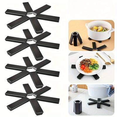 2/4pcs Advanced Folding Pot Holder Triangle Pad - Heat-resistant, Anti Slip, Expandable Bracket, Easy To Store