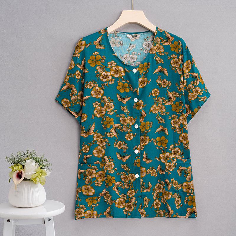 Summer Top Women Cardigan Thin Short Sleeve Plus Size Women's Blouse Summer Loose Vintage Clothes