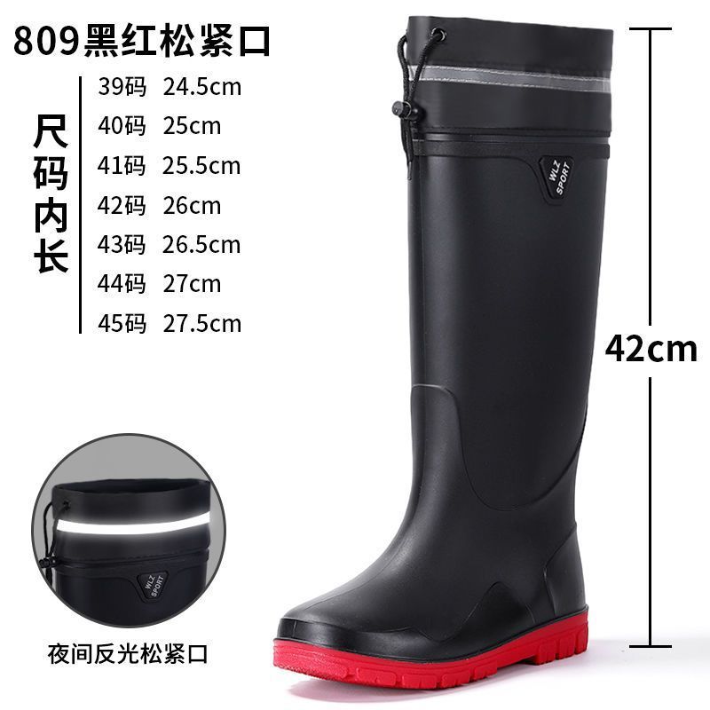 Direct drop high rain boots new winter velvet rain shoes men's non-slip fishing catch the sea