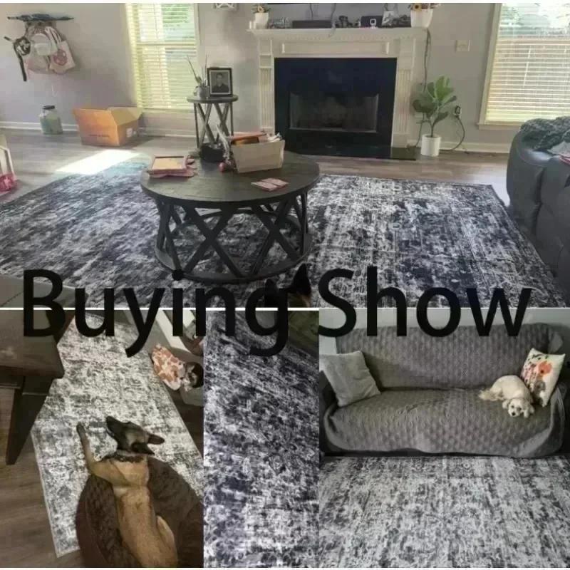 Modern Star Heart Print Rug for Living Room Sofa Bedroom Floor Non-Slip Cozy Home Decor Gift Valentine's Day Carpet