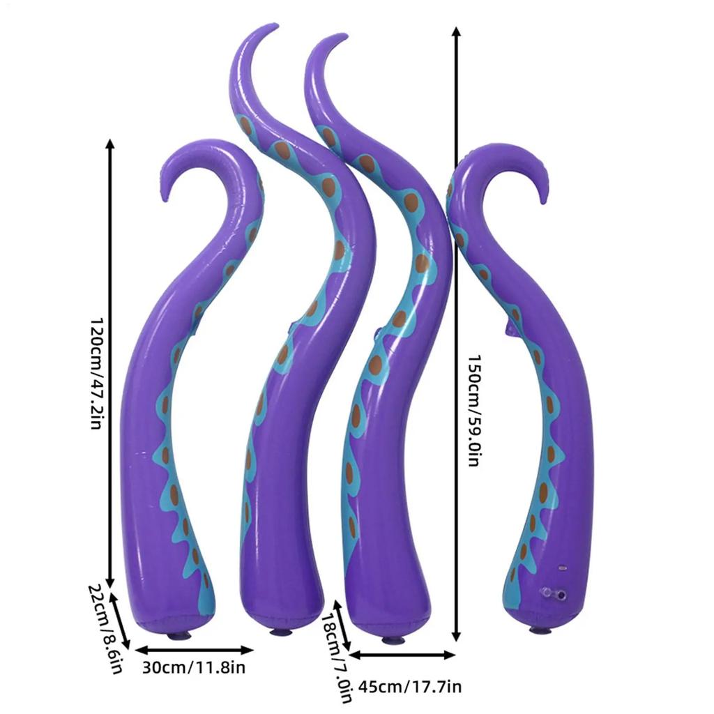 4pcs Giant Inflatable Halloween Octopus Tentacle - Indoor/Outdoor Ornaments DIY Props for Party Horror House & Yard Decoration