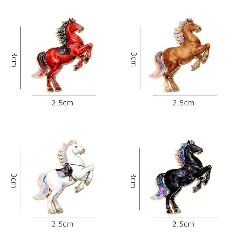 1/4Pcs Cute Cartoon Pony Metal Brooches Zodiac Horse Badge Pins Clothing Backpack Accessories For Women Men Year Gift
