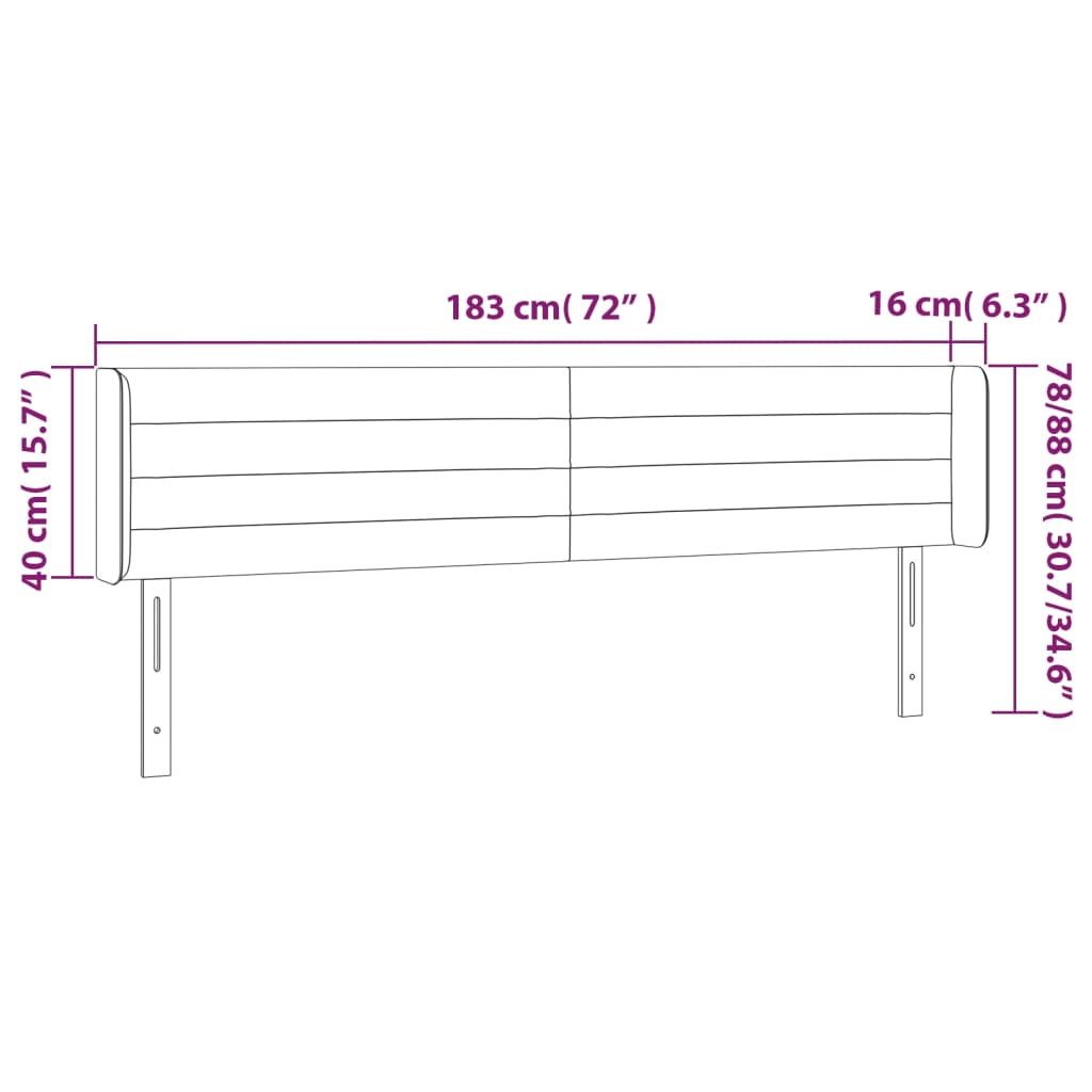 Vidaxl Zagłówek Do Łóżka Z Led, Ciemnobrązowy, 183X16X78/88Cm, Tkanina