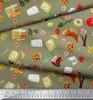 Soimoi Japan Crepe Satin Fabric Fruits,Bread & Donut Food Decor Fabric Printed metre 42 Inch