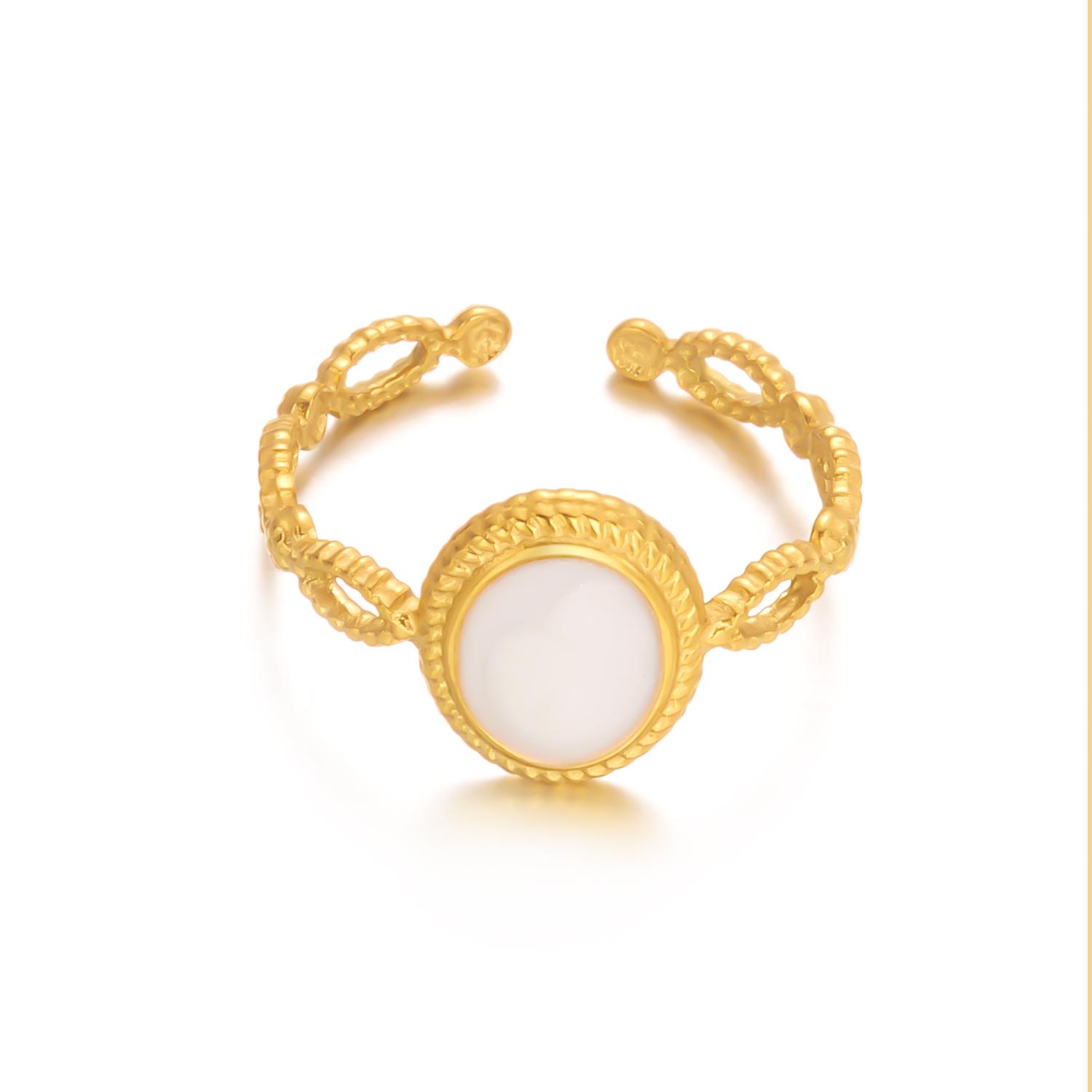 

Stainless Steel Gold Color Ring for Women Vintage Dripping Oil Heart Shape Opal Opening Adjustable Finger Ring Party Zircon resizable