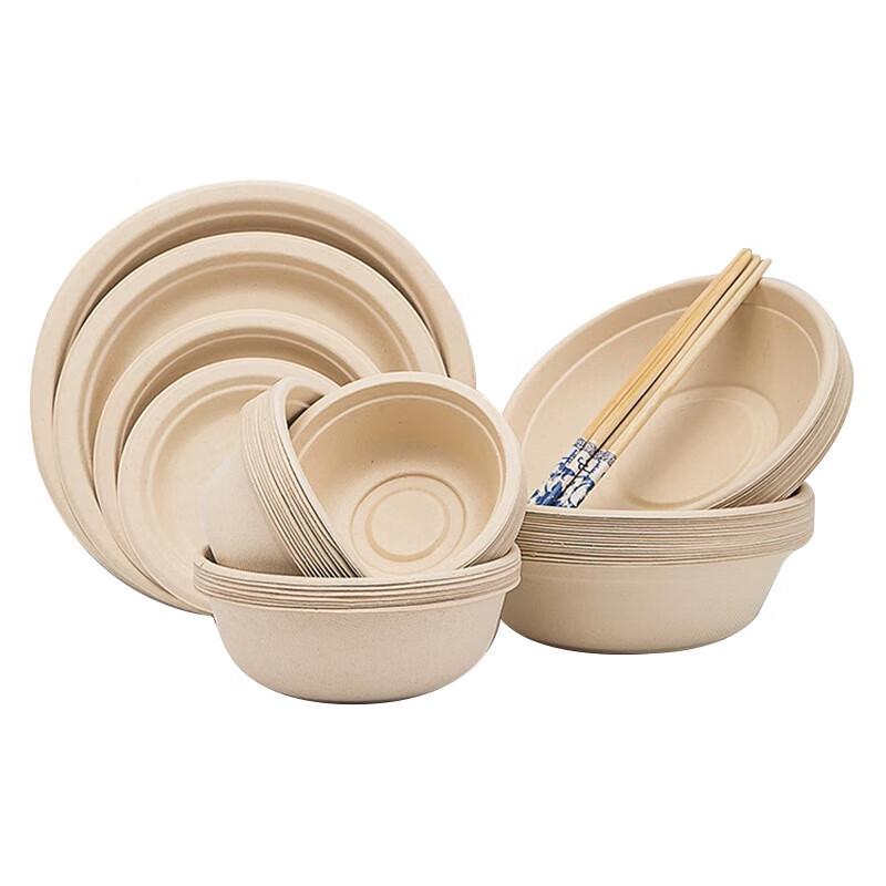 MiaoJie Disposable Food-Grade Thickened Paper Bowls with Lids