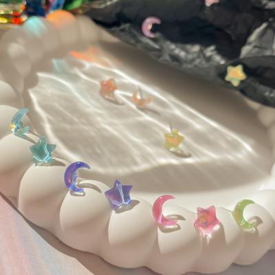 Fantastic Fairy Colorful Star Moon Stud Earrings Set Women Y2K Cute Earrings