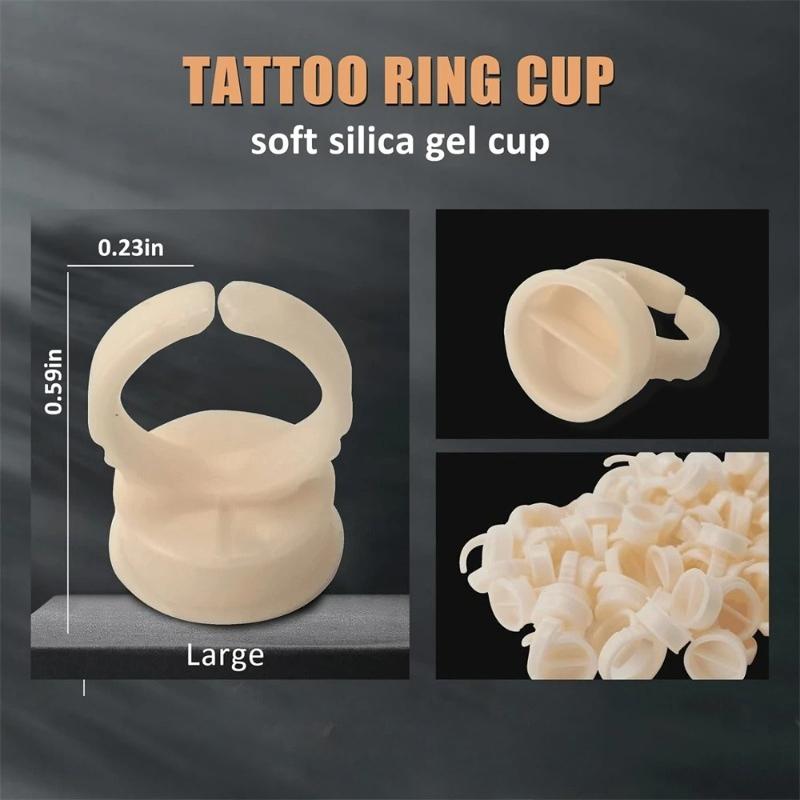 100Pcs Disposable Ring Tattoo Ink Cups Soft Silicone Pigment Container Portable Microblading Permanent Tattoo Pigments Accessory