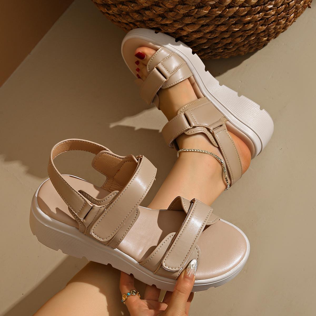 

Platform muffin sandals women s summer new versatile fashion fairy style heightening Roman shoes women s shoes 42 абрикосовый