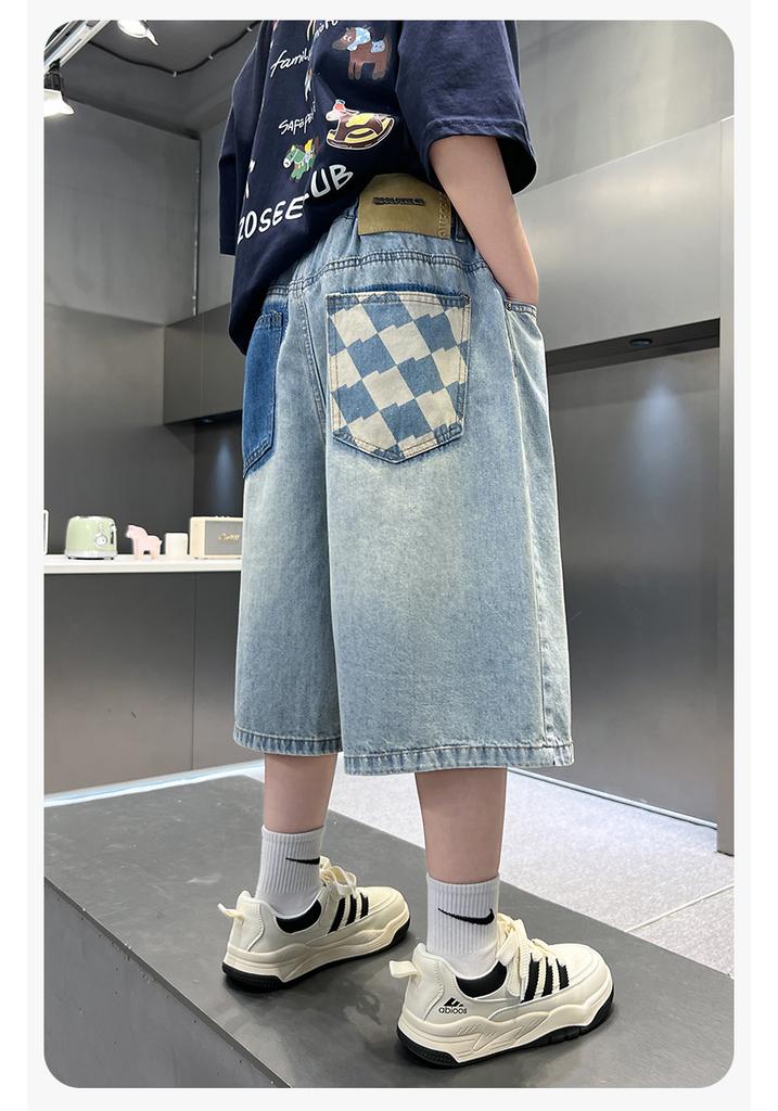 American Style Trendy Denim Shorts for Boys In Summer, Lightweight Five Quarter Pants, 2026 New Mid To Large Size Children's Handsome Pants