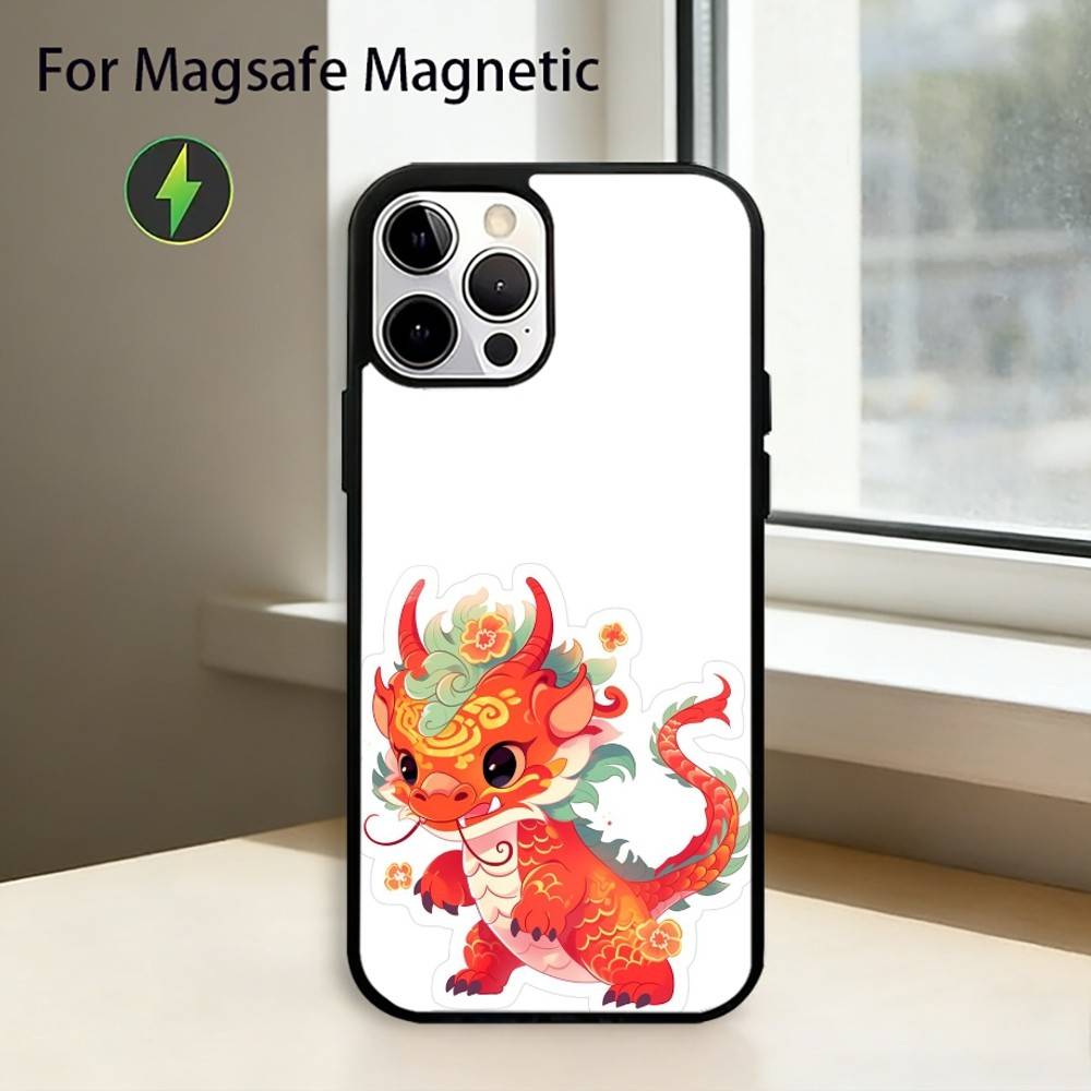 Cartoon D-Dragon Phone Case For iPhone17,16,15,14,13,12,11 Plus,Pro Magnetic For Magsafe Wireless Charging
