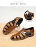 2025 New European and American Men's Genuine Leather Casual Flat Cowhide Sandals, Large Size