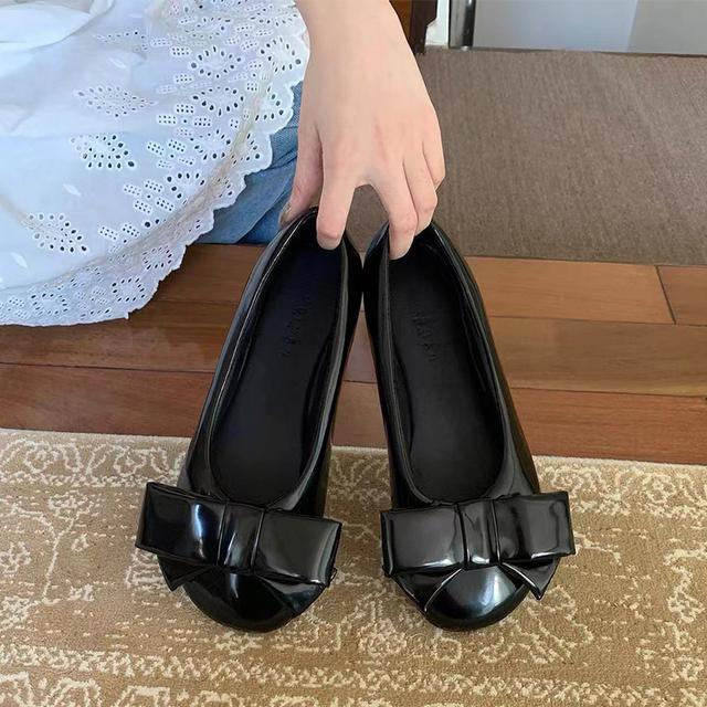 

Туфли на плоской подошве женские лоферы с неглубоким бантом повседневные удобные туфли Мэри Джейн мода новинка весна 2024 платье лолита вечеринка 40 чёрный