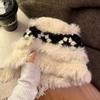 Cartoon Style Wool Beanie With Plush Fur Material And Adjustable Fit For Casual Wear
