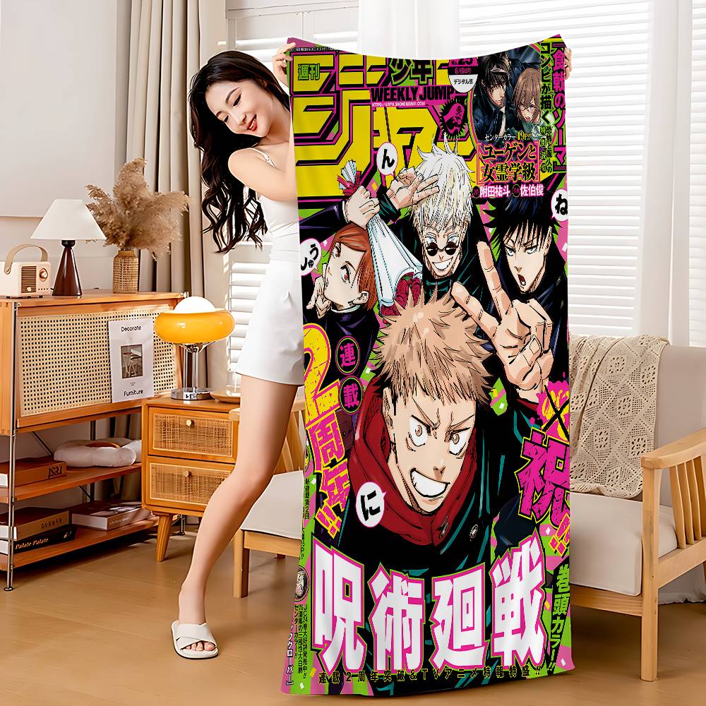 Jujutsu Kaisen Anime Mikrofaser Bedrucktes Strandtuch Bergsteigen Yoga Strand Schwimmen Laufen Saugfähiges Weiches Handtuch