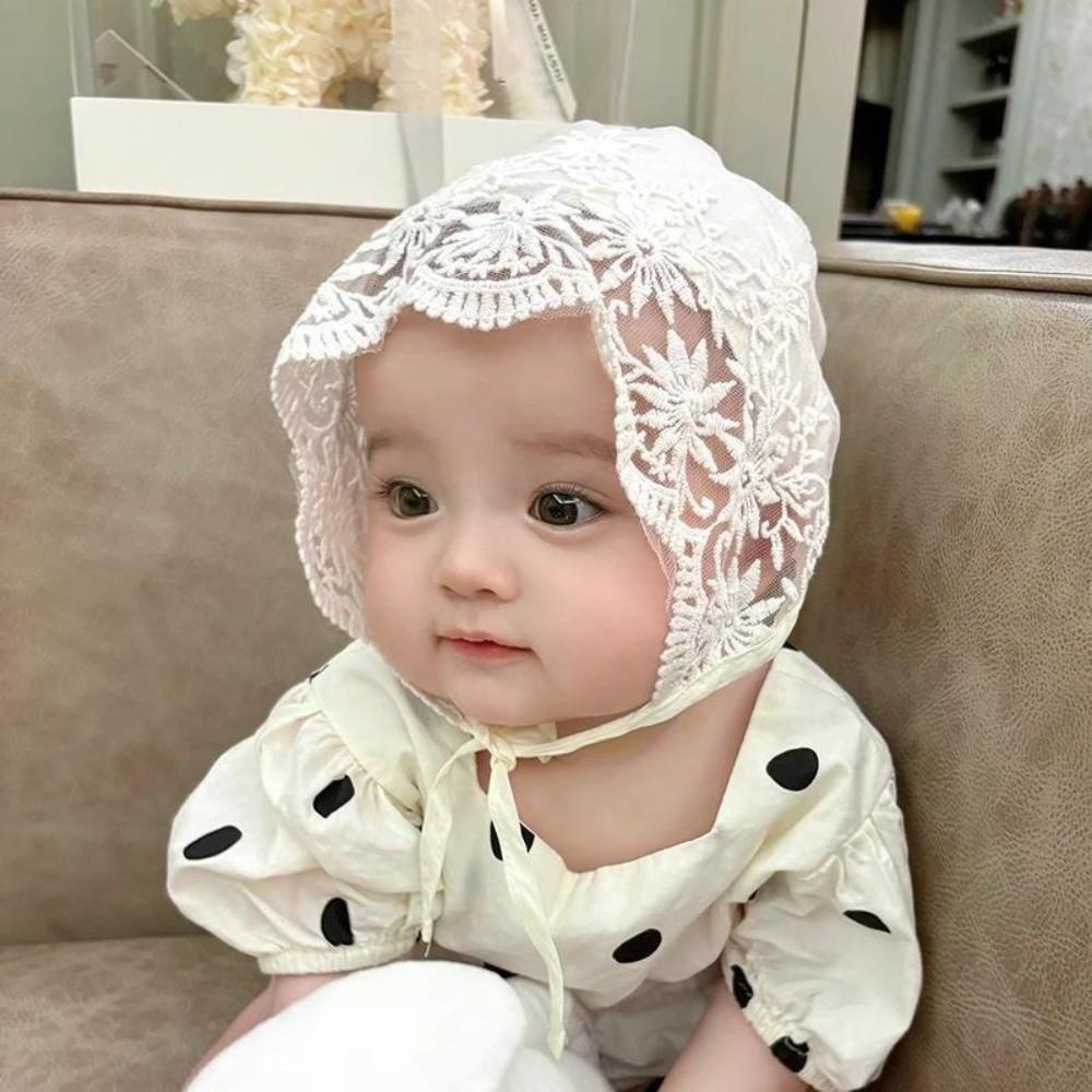 Mesh Baby Bonnet Lace Flower Baby Hat Sweet Infant Princess Cap