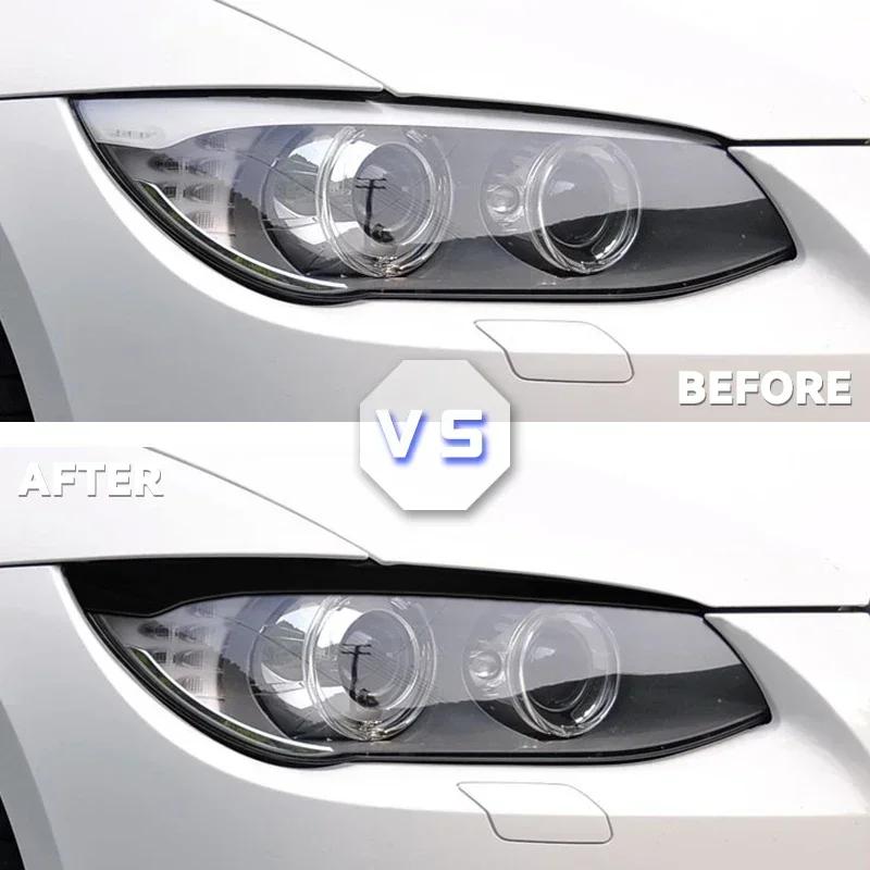 ABS Plastic Front Headlight Eyebrow Eyelid Lid Trim Lamp Cover Sticker For BMW E92 E93 2007-2014 Gloss Black Car Accessories