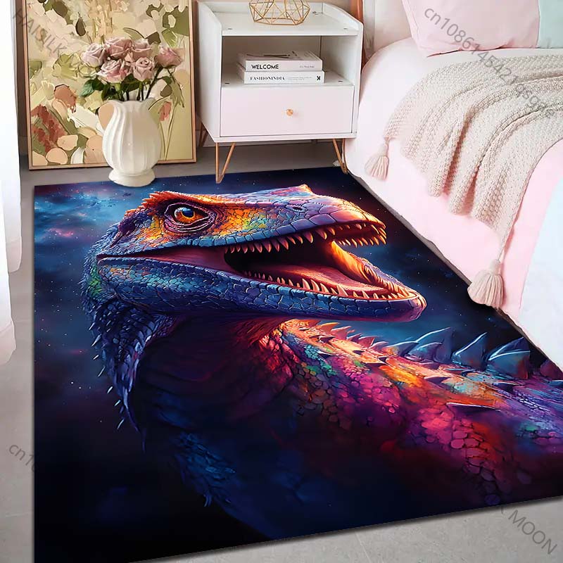 1PC Colorful dinosaur close-up Print Carpet Rug for Living Room Bedroom Sofa Doormat Home Decor Non-slip Floor Mat