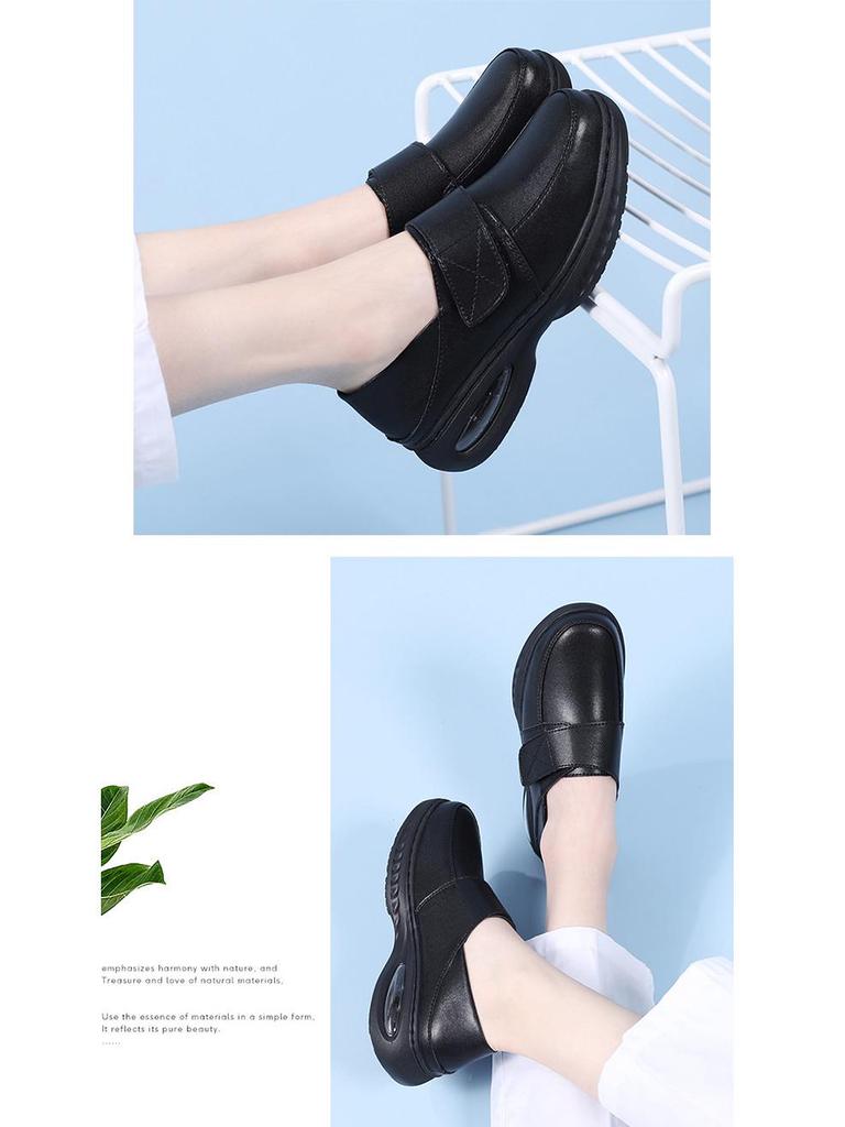 Women's Summer Leather Thick & Soft Sole Breathable Medical Work Shoes