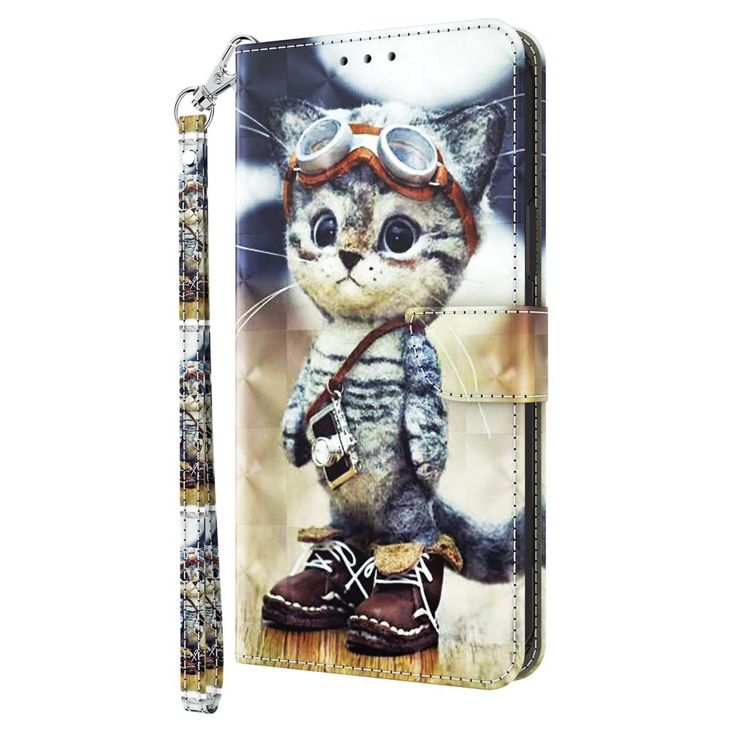 Pro Xiaomi Redmi A3/Poco C61 4G Pouzdro na telefon 3D Vzor Tisk Magnetická Spona Kožený Kryt Peněženky
