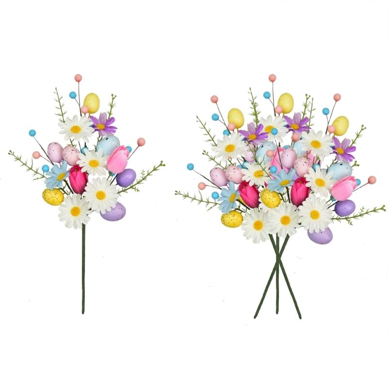 Easter Eggs Artificial Bouquets Festival Flower Arrangement For Mantels Tabletop Centerpieces Holiday Decoration