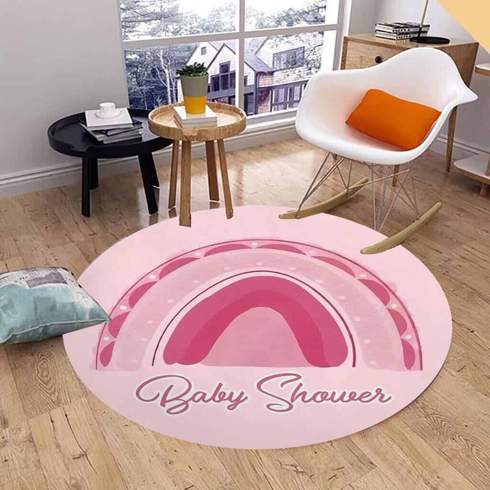 RANIBOW Print Round Rug Floor Mat Non-Slip Machine Washable Flannel Carpet for Home Living Room Kids Playmat Bedroom Floor Mat