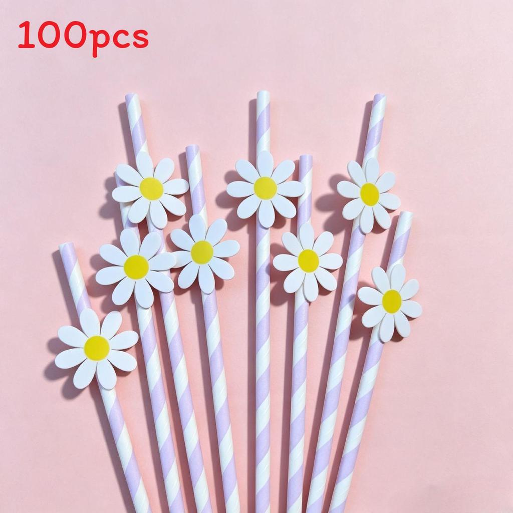 Daisy Small Flower Sunflower Paper Drinking Straws For Party Decorations And Cocktails