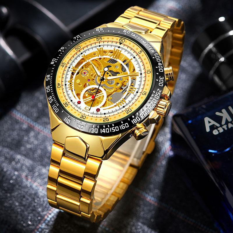 Top Brand New Fashion Business Mechanical Men's Watch Hollow Automatic Men's Mechanical Waterproof Watch