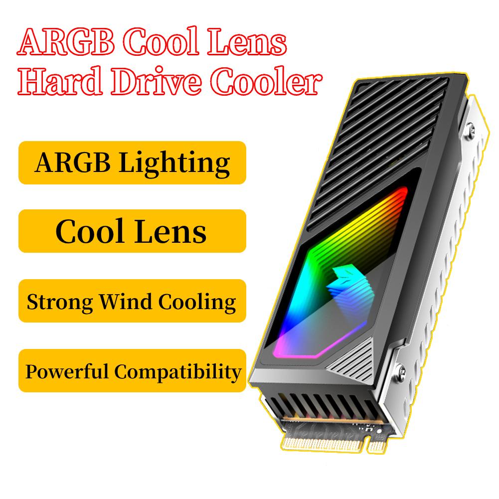 M.2 2280 SSD Heatsink Heat Sink Cooler with Thermal Silicone Pad 5V 3 Pin ARGB SSD Cooler Built-in Fan M.2 Radiator for M.2 2280