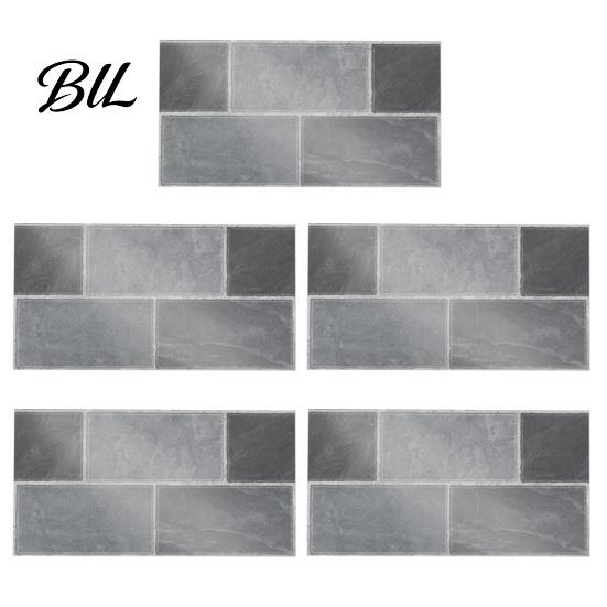 Oil Proof Wall Stickers for Bathroom 5Pcs Vintage Brick Tile Stickers, Waterproof Oil?Proof Wallpaper, Peel Sheets Kitchen & Stick Backsplash Living